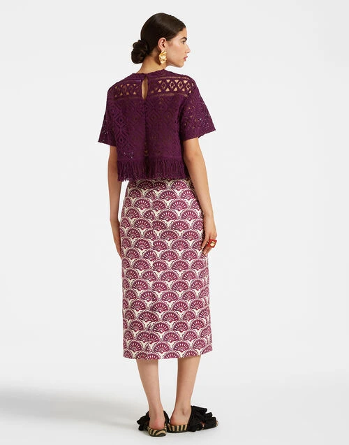 Pencil Skirt Fans Purple in Shot Cotton Pencil Skirt Fans Purple In Shot Cotton -Gustwillers Clothing Shop SKI0011COT005FAN01 PU01 1