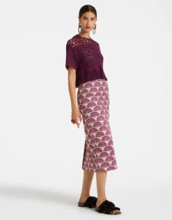 Pencil Skirt Fans Purple In Shot Cotton 3 Pencil Skirt Fans Purple In Shot Cotton -Gustwillers Clothing Shop SKI0011COT005FAN01 PU01 3