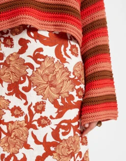 Pencil Skirt Reef White In Shot Cotton -Gustwillers Clothing Shop SKI0011COT005REE01 WH01 2