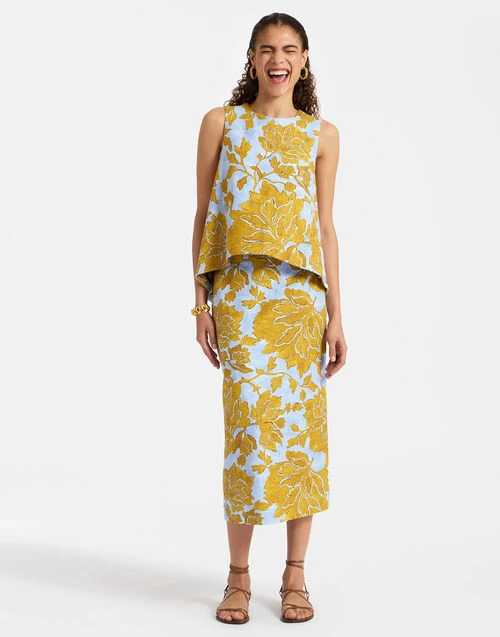 Pencil Skirt Tangle Light Blue in Shot Cotton Pencil Skirt Tangle Light Blue In Shot Cotton -Gustwillers Clothing Shop SKI0011COT005TAN01 BU01 0