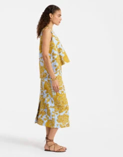 Pencil Skirt Tangle Light Blue In Shot Cotton 4 Pencil Skirt Tangle Light Blue In Shot Cotton -Gustwillers Clothing Shop SKI0011COT005TAN01 BU01 4