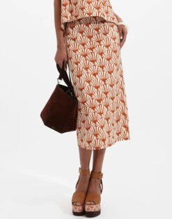 Pencil Skirt Ventaglio In Shot Cotton
