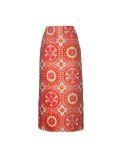 Pencil Skirt Sun Orange In Jacquard -Gustwillers Clothing Shop SKI0011JCQ074SUN01 OR02 4