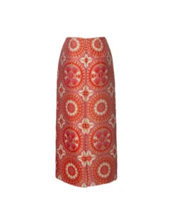Pencil Skirt Sun Orange In Jacquard -Gustwillers Clothing Shop SKI0011JCQ074SUN01 OR02 5