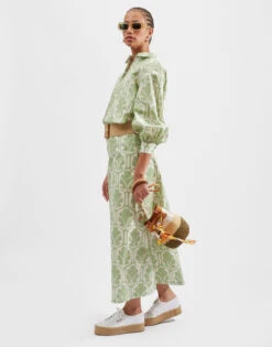 A-Long Skirt Grove In Heavy Cotton Stretch