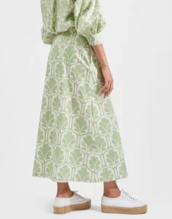 A-Long Skirt Grove In Heavy Cotton Stretch -Gustwillers Clothing Shop SKI0018COT006GRV01 GR05 2