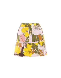 Mini Skirt Big Flower Rose In Heavy Cotton Stretch -Gustwillers Clothing Shop SKI0027COT006BFL03 PI01 4