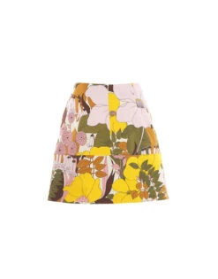 Mini Skirt Big Flower Rose In Heavy Cotton Stretch -Gustwillers Clothing Shop SKI0027COT006BFL03 PI01 5