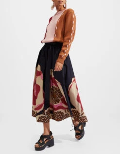 Sardegna Skirt Poppies Fuxia Placée In Popeline Cotton