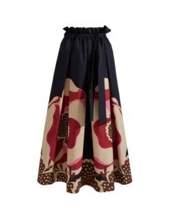Sardegna Skirt Poppies Fuxia Placée In Popeline Cotton -Gustwillers Clothing Shop SKI0044COT015 PPP0004 5