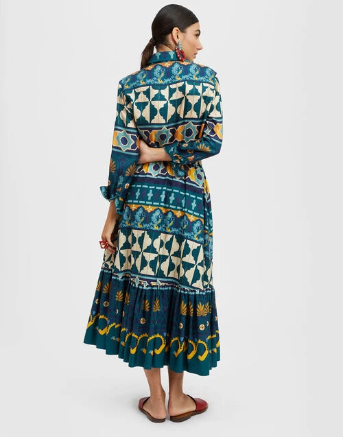 Sunset Skirt Casareale Placèe Emerald in Summer Poplin Sunset Skirt Casareale Placèe Emerald In Summer Poplin -Gustwillers Clothing Shop SKI0068COT039REA01 GR04 1