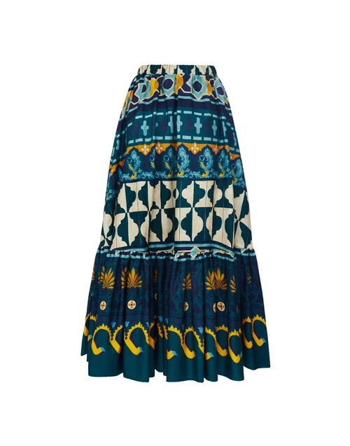 Sunset Skirt Casareale Placèe Emerald in Summer Poplin Sunset Skirt Casareale Placèe Emerald In Summer Poplin -Gustwillers Clothing Shop SKI0068COT039REA01 GR04 4