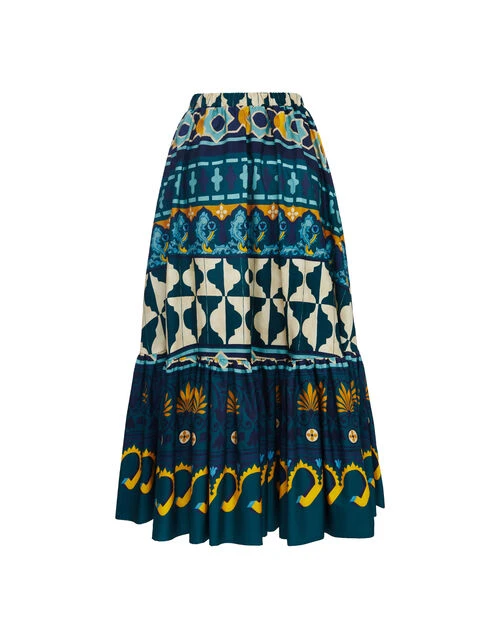 Sunset Skirt Casareale Placèe Emerald in Summer Poplin Sunset Skirt Casareale Placèe Emerald In Summer Poplin -Gustwillers Clothing Shop SKI0068COT039REA01 GR04 5