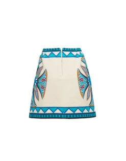 Foulard Mini Skirt Lotus Placée Ivory In Stretch Cotton 5 Foulard Mini Skirt Lotus Placée Ivory In Stretch Cotton -Gustwillers Clothing Shop SKI0092COT046LOT01 WH04 5