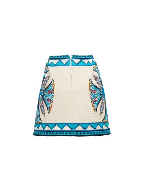 Foulard Mini Skirt Lotus Placée Ivory in Stretch Cotton Foulard Mini Skirt Lotus Placée Ivory In Stretch Cotton -Gustwillers Clothing Shop SKI0092COT046LOT01 WH04 5