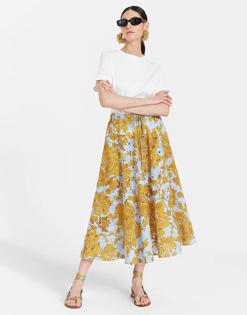 Drawstring Skirt Tangle Light Blue in Printed Lace Drawstring Skirt Tangle Light Blue In Printed Lace -Gustwillers Clothing Shop SKI0098EMB031TAN01 BU01 0