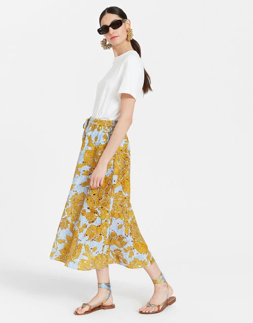 Drawstring Skirt Tangle Light Blue in Printed Lace Drawstring Skirt Tangle Light Blue In Printed Lace -Gustwillers Clothing Shop SKI0098EMB031TAN01 BU01 2