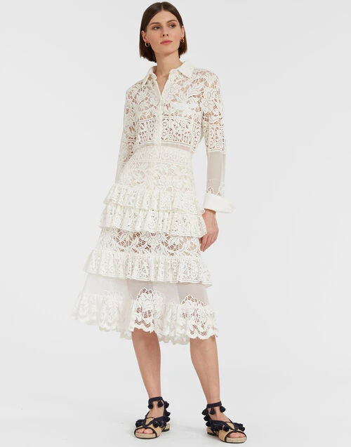 Footloose Lacey Skirt White in Cotton Lace Footloose Lacey Skirt White In Cotton Lace -Gustwillers Clothing Shop SKI0104EMB028SOLID WH01 0