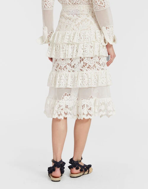 Footloose Lacey Skirt White in Cotton Lace Footloose Lacey Skirt White In Cotton Lace -Gustwillers Clothing Shop SKI0104EMB028SOLID WH01 1