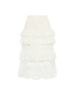 Footloose Lacey Skirt White In Cotton Lace 5 Footloose Lacey Skirt White In Cotton Lace -Gustwillers Clothing Shop SKI0104EMB028SOLID WH01 5