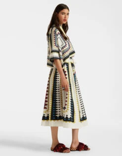 Drawstring Skirt Doric Placée Cream In Cotton Poplin -Gustwillers Clothing Shop SKI0106COT015DOR01 WH03 3