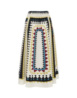 Drawstring Skirt Doric Placée Cream In Cotton Poplin -Gustwillers Clothing Shop SKI0106COT015DOR01 WH03 8