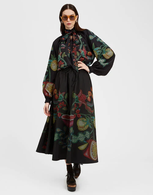 Drawstring Skirt Grenadilla Placée Black in Light Faille Drawstring Skirt Grenadilla Placée Black In Light Faille -Gustwillers Clothing Shop SKI0106FAI002GRN01 BL01 0