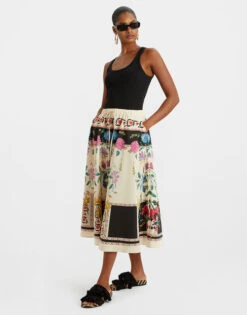 Drawstring Skirt Plaza Placée Ivory In Faille