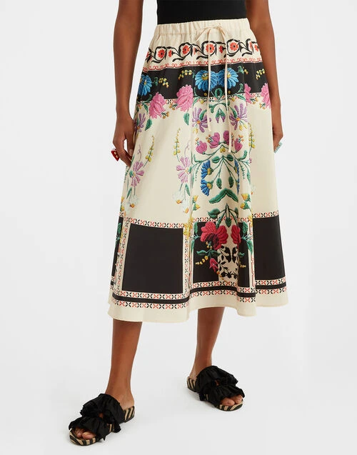 Drawstring Skirt Plaza Placée Ivory in Faille Drawstring Skirt Plaza Placée Ivory In Faille -Gustwillers Clothing Shop SKI0106FAI002PLA04 WH04 2