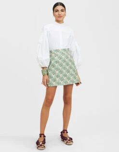 Baia Mini Skirt Fans Mint In Shot Cotton