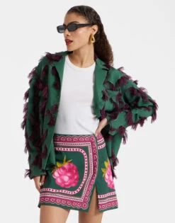 Foulard Mini Skirt Lampone Placée Emerald In Envers Satin -Gustwillers Clothing Shop SKI0110VIS011FMB06 GR04 2