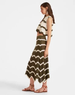 Chevron Skirt Solid Camouflage In Knit Chevron -Gustwillers Clothing Shop SKI0126KNI084VA254 GR08 2