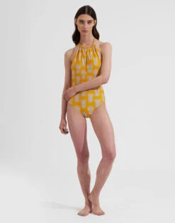 Esther Swimsuit Pineapple Sunflower In Lycra 2 Esther Swimsuit Pineapple Sunflower In Lycra -Gustwillers Clothing Shop SWI0035LYC001PNP20 YE02 1