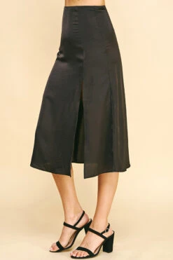 Satin Slit Skirt 2 Satin Slit Skirt -Gustwillers Clothing Shop Satin Slit Skirt BLACK 2 65462.1710518926