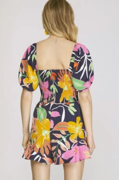 She + Sky Printed Smocked Romper -Gustwillers Clothing Shop She Sky Printed Smocked Romper NAVY 3 56434.1715014494