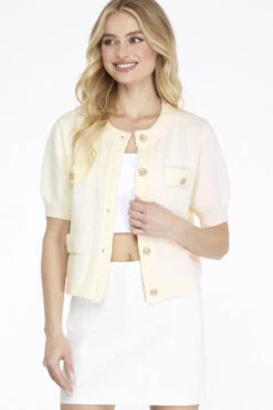 She + Sky Puff Sleeve Sweater Jacket -Gustwillers Clothing Shop She Sky Puff Sleeve Sweater Jacket OFFWHITE 2 20598.1713796942