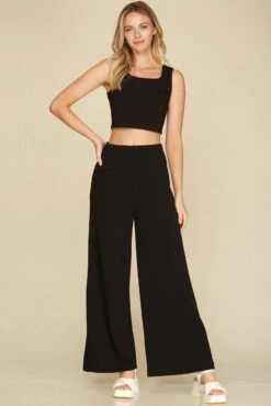 She + Sky Side Slit Heavy Knit Pants -Gustwillers Clothing Shop She Sky Side Slit Heavy Knit Pants BLACK 2 25308.1713796842
