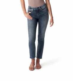 Silver Avery High Rise Straight Jean