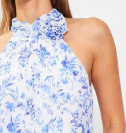 Skies Are Blue Pleated Halter Top -Gustwillers Clothing Shop Skies are Blue Pleated Halter Top FRENCHBL 4 15354.1715707803