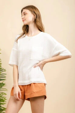 Soft Waffle Knit Top -Gustwillers Clothing Shop Soft Waffle Knit Top WHITE 2 52974.1711494338