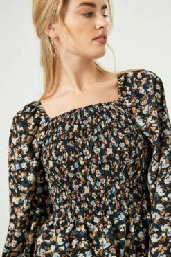 Square Neck Smocked Top 2 Square Neck Smocked Top -Gustwillers Clothing Shop Square Neck Smocked Top BLACK 2 80703.1710522425