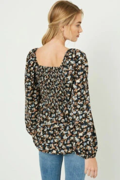 Square Neck Smocked Top 3 Square Neck Smocked Top -Gustwillers Clothing Shop Square Neck Smocked Top BLACK 3 17177.1710522425