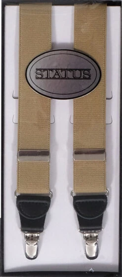 Status Drop Clip Suspenders -Gustwillers Clothing Shop Status Drop Clip Suspenders TAN 1 48926.1710943483