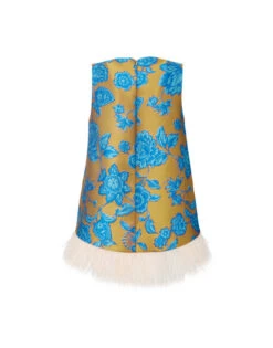 La Scala Top Hottie Turquoise In Jacquard With Feathers -Gustwillers Clothing Shop TOP0013JCQ073HOT02 BU08 5