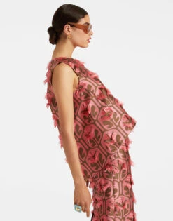 La Scala Top Grove Kaki/Pink In Jacquard