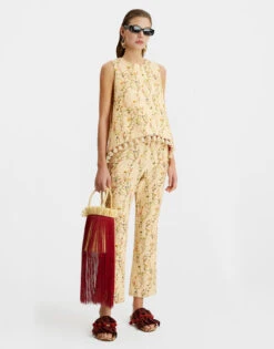 La Scala Top Primavera Cream In Tweed With Tassels -Gustwillers Clothing Shop TOP0128COT051PRI01 WH03 2