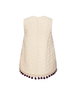 La Scala Top Creamy In Jacquard With Tassels -Gustwillers Clothing Shop TOP0128JCQ076CRA01 WH03 5