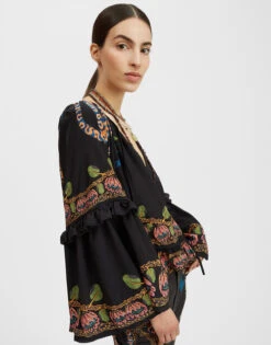 Boho Blouse Eve Black In Crepe De Chine
