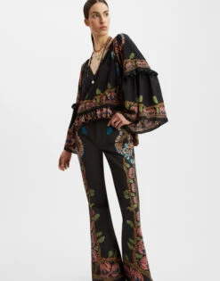 Boho Blouse Eve Black In Crepe De Chine -Gustwillers Clothing Shop TOP0132CRE005EEC01 BL01 2