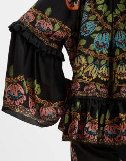 Boho Blouse Eve Black In Crepe De Chine -Gustwillers Clothing Shop TOP0132CRE005EEC01 BL01 3